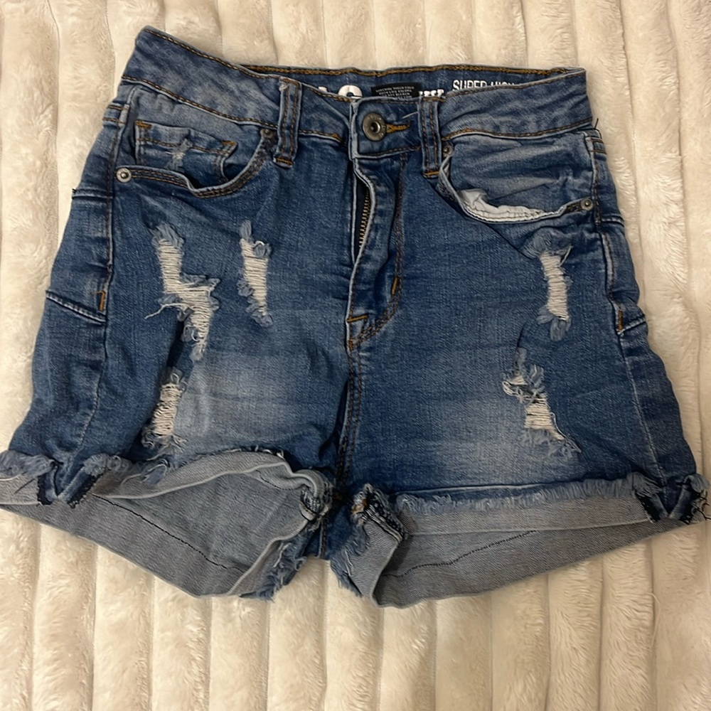 SONG ripped high rise shorts